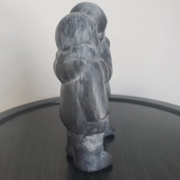 VTG Ceramic Native Inuit Folk Art Figurine Eskimo Hugging Friends Matte Glaze - Picture 3 of 8